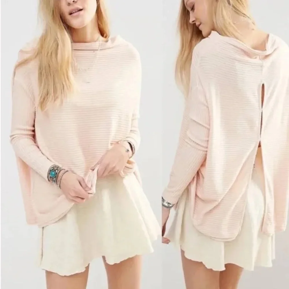 FREE PEOPLE We The Free Lover Rib Thermal Top in Pink Size S